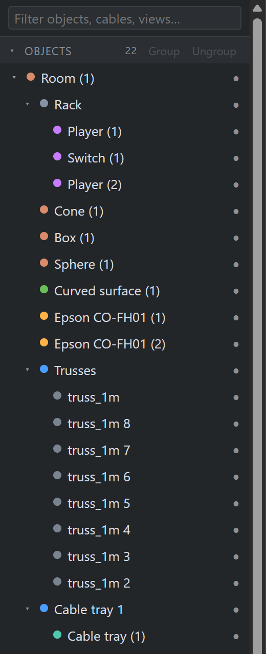 The project browser panel