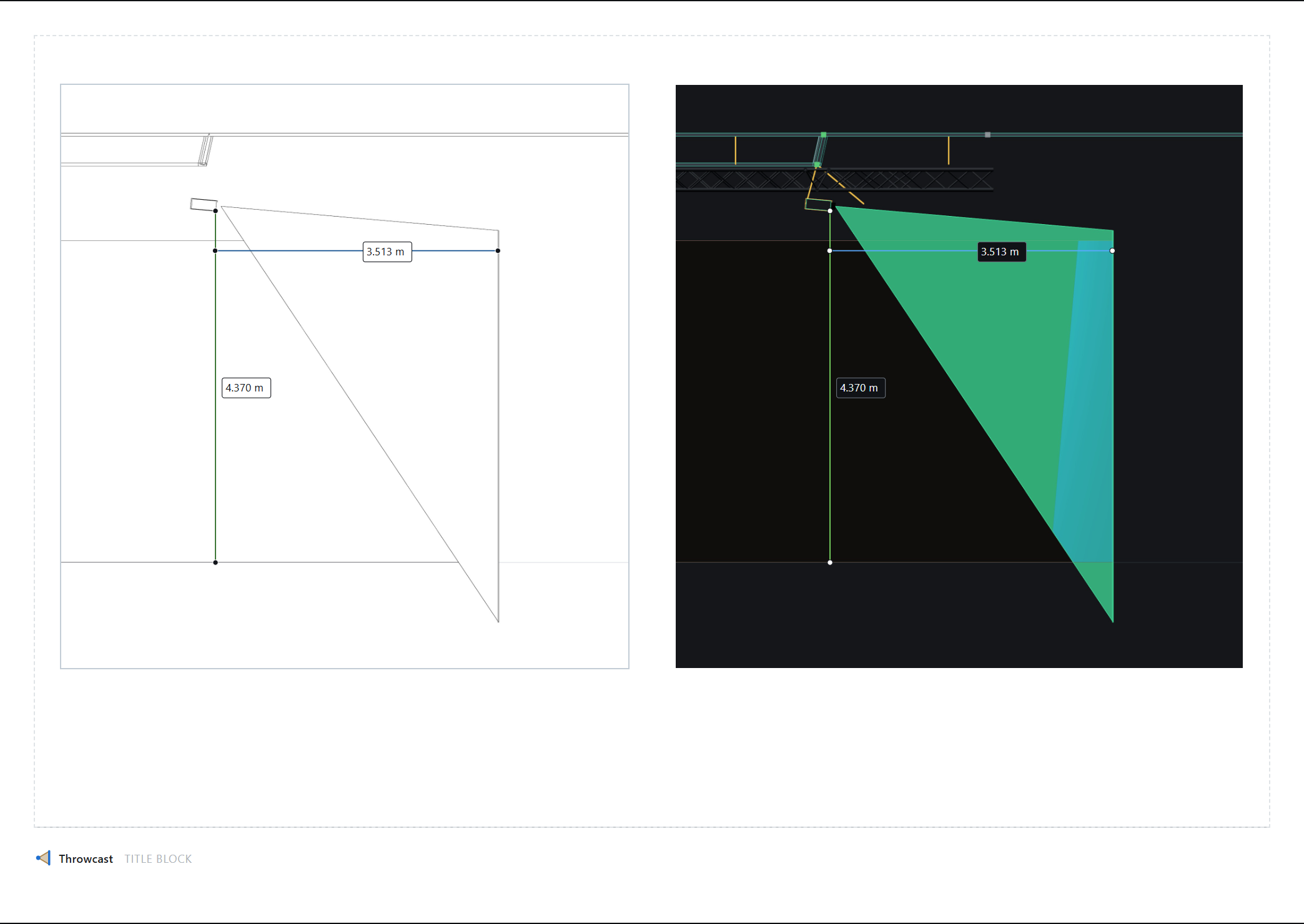 One sheet carrying the same view twice: as a line drawing and as a shaded render